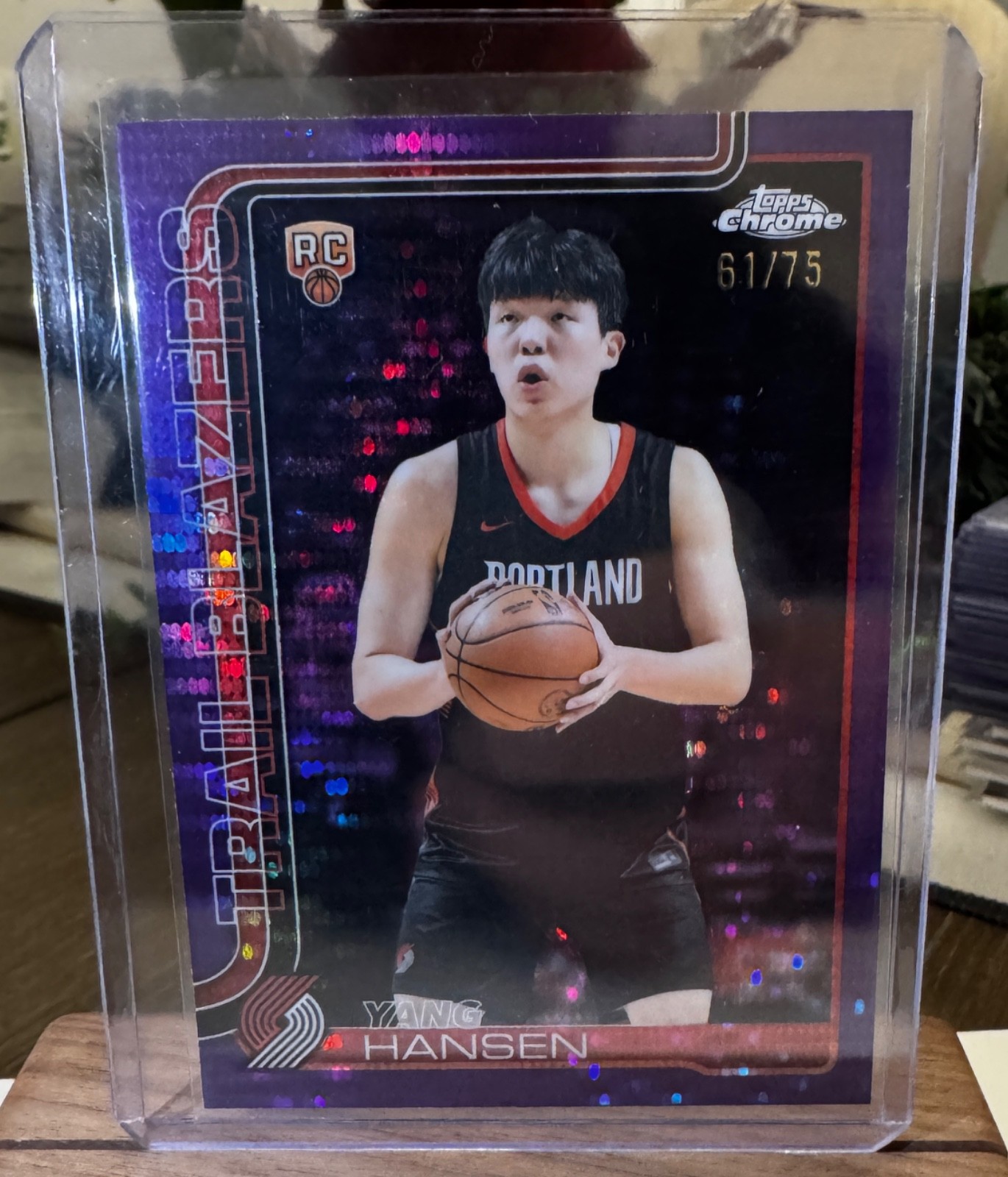 Yang Hansen NBA 2025-26 Topps Chrome Purple Pulsar RC 61/75 #266
