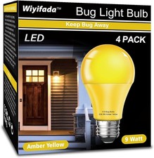 LED Bug Light Bulbs Outdoor 4 Pack,9W Amber Yellow Bug Light Bulbs Replace up...