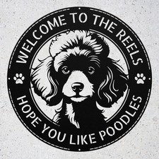 Personalized Poodle Dog Welcome Metal Sign Family Name Dog Lover Gift