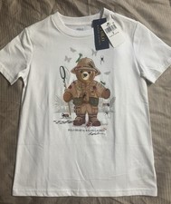 Polo Ralph Lauren Polo Bear Boys T-Shirt White Cotton Size 6 Short Sleeve