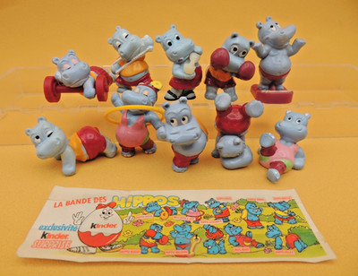 KINDER Surprise HAPPY HIPPOS Sports 10 Figuren + BPZ - 1990 Vintage - Ferrero