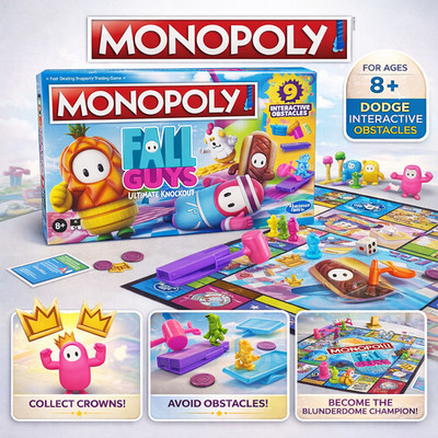 Monopoly Fall Guys Ultimate Knockout Edition Board Game Ages 8+ Family Fun