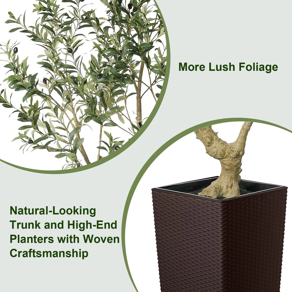 Искусственное оливковое дерево 7 футов - оливковые деревья искусственные комнатные с коричневым высоким и большим... - Изображение 2 из 4