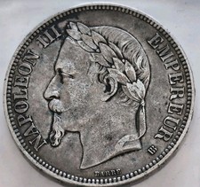 Frankreich 5 Francs 1868 BB Napoleon III. 1852-1870. Fast vorz&uuml;glich