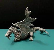 Rawcliffe Pewter Winged Dragon Red Jeweled Collar Mini Figurine LOTR GOT RPG A&D