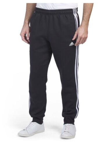 NUEVOS CON ETIQUETAS PANTALONES DE JOGGER PARA HOMBRE ADIDAS ESENCIALES 3 RAYAS CLÁSICOS NEGROS/BLANCOS  - Imagen 1 de 8