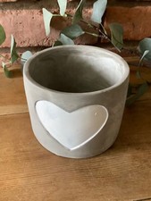 Grey Flower Pot Clay Pot with a White Heart