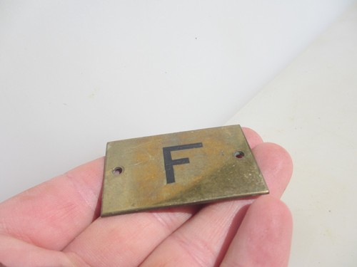 Vintage Brass Letter "F" Sign Old Plaque Enamel Name Initial Pigeon Hole 2"W - Picture 8 of 10