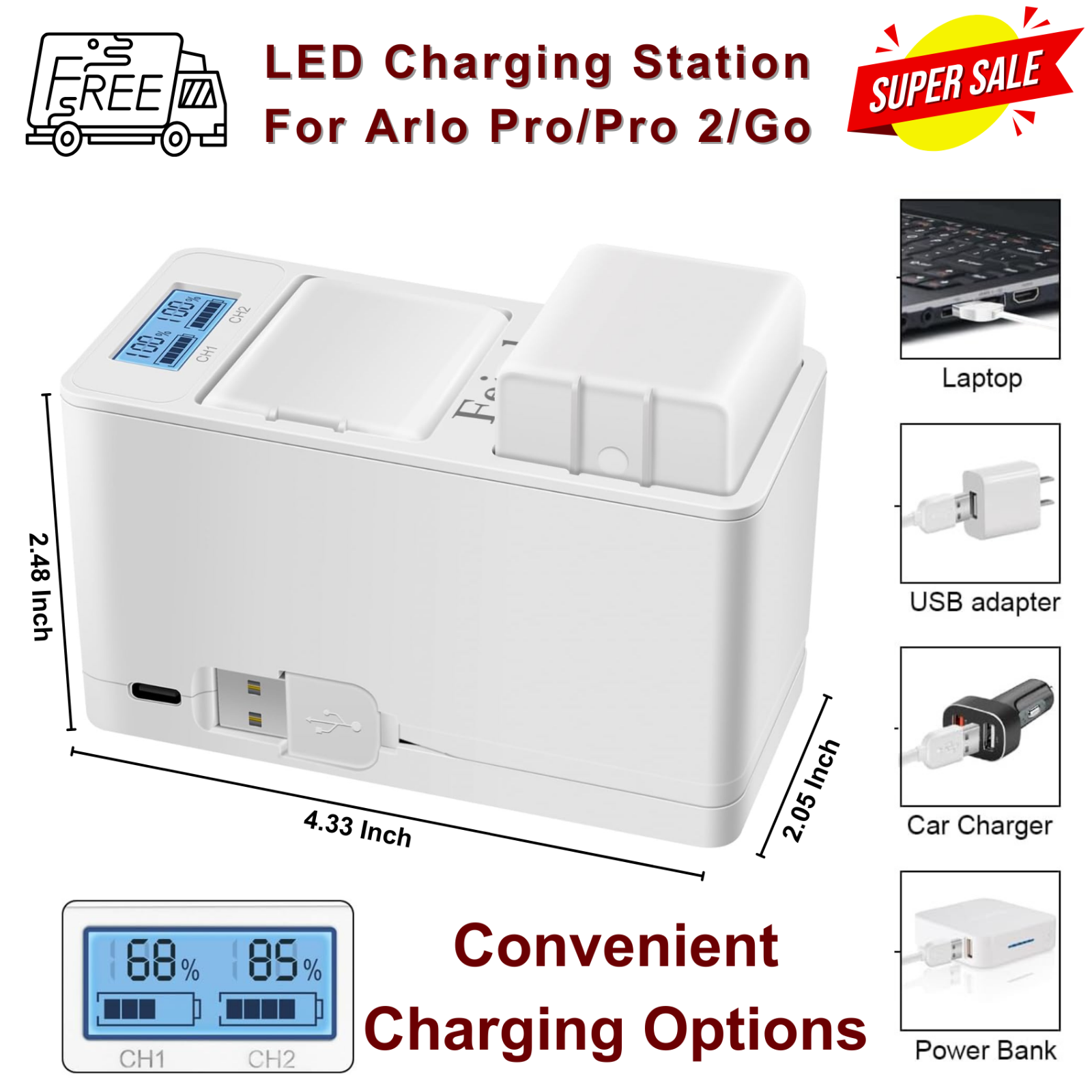 Arlo Pro Pro 2 Go Dual LED Charging Station with USB Power  -image
