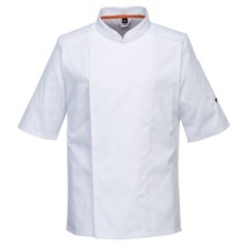 Image of Portwest Chef Jacket Short Sleeve Catering Kitchen C738 Mesh Air Pro - White