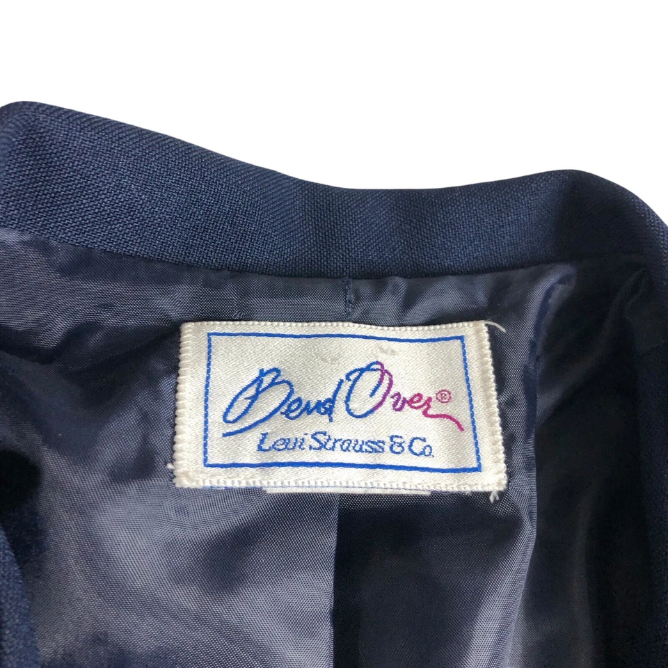 Vintage Levi's Bend Over Blazer Jacket Women Large Blue One Button Retro 80s USA - Image 3 of 4