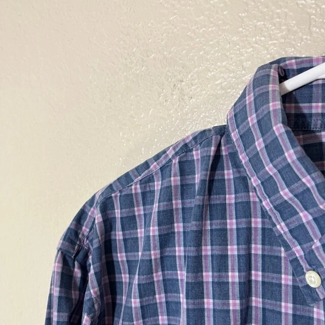 Camisa J Press Para Hombre XL Azul Púrpura Cuadros Manga Larga Con Botones Foto 2 de 4