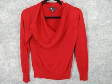 AB Studio Women's Sweater Medium Cowl Neck Stretch Rib Hem Cuff Metallic Flowy