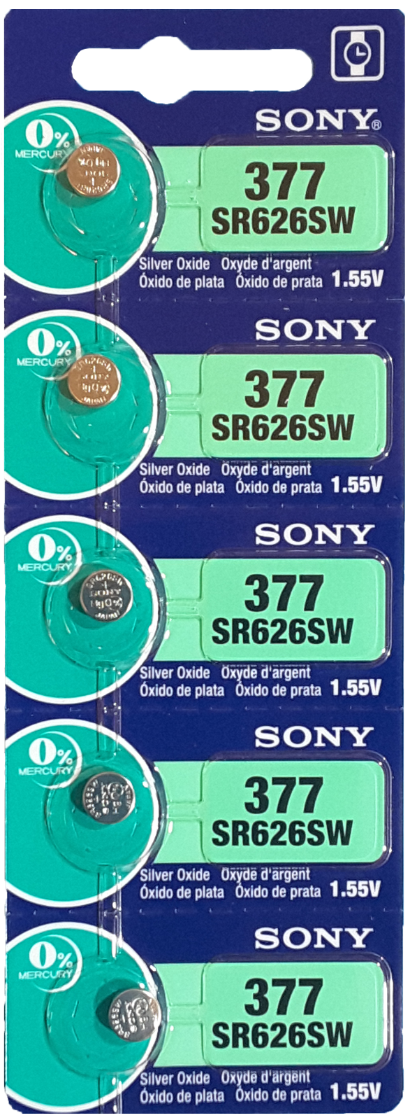 5 Pcs SONY 377 SR626SW 1.55V Watch Battery AG4 SR66 Silver Oxide Exp ...