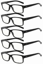 5 Pack Reading Glasses for Men Spring Hinges Classic Readers Black Frame 2.50
