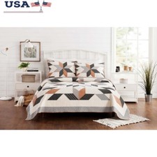 Starburst Cotton Quilt Full Queen Machine Washable Rustic Modern Design Bedding