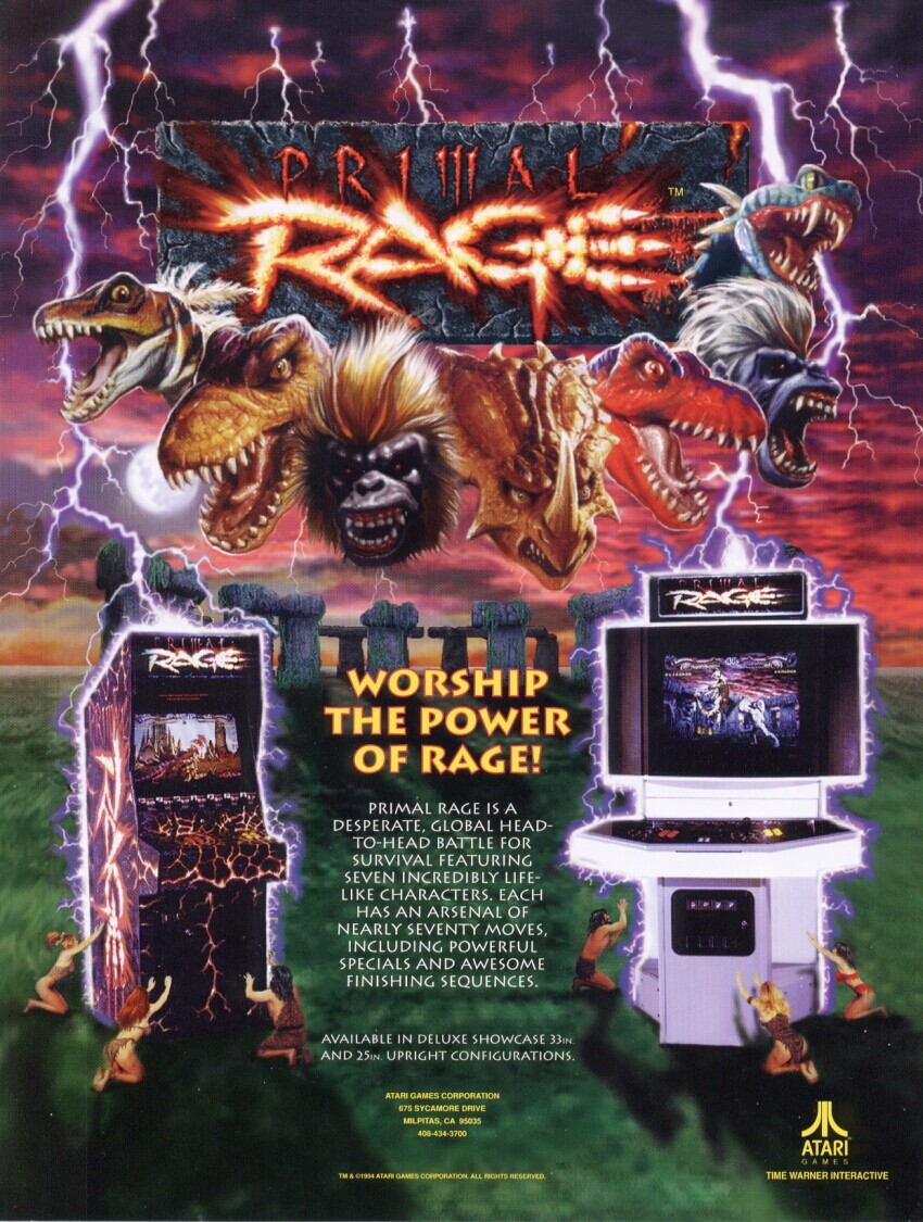 Primal Rage Arcade FLYER Original Video Game NOS Monster