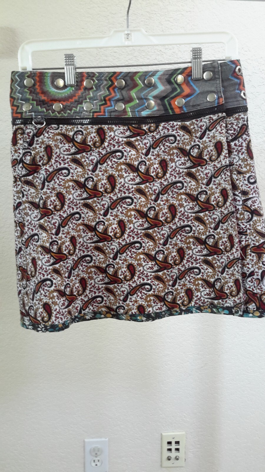 Womens Skirt One Size Patchwork Snap Wrap Boho Re… - image 1