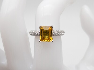 $10000 Signed S KASHI 5.50ct Natural Yellow Sapphire Diamond 14k White Gold Ring