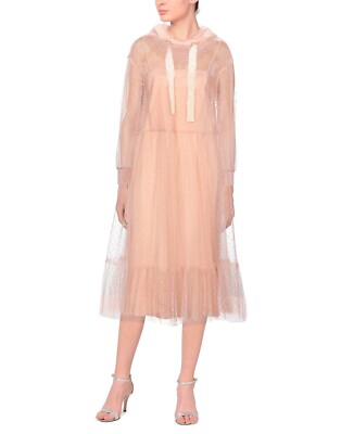 NWT Red Valentino Grosgrain-trimmed Point d'esprit Hooded Dress 44EU MSRP$1275