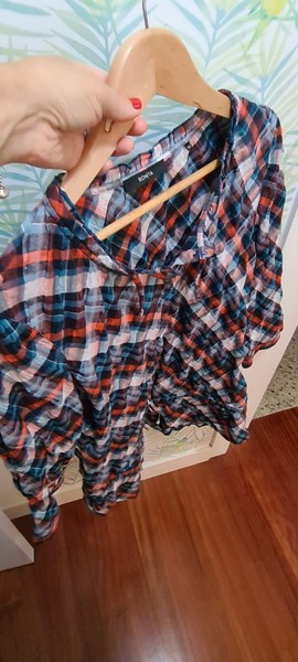Bonita blusa cuados 46 Seegucker Stoff Bluse buegelfrei blus blouse chemisier
