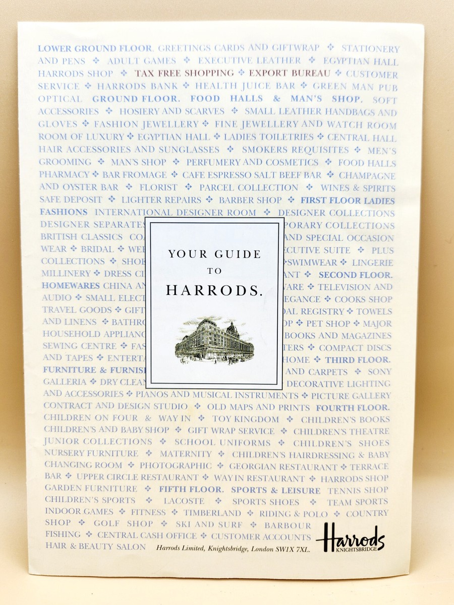 RARE Vtg 1994 Your Guide To Harrods London Dept Store Fold Out