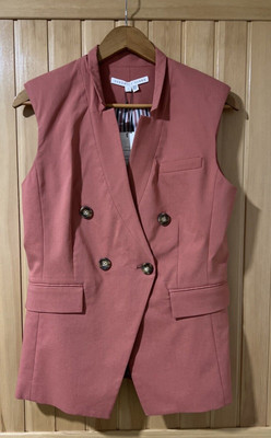 NWT Veronica Beard Amika Double Breasted Vest Size 8 US Faded Rose MSRP $548