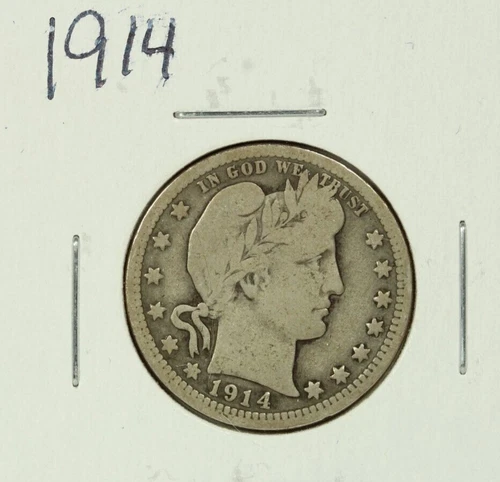 1914 Barber Quarter :  Very Good   VG