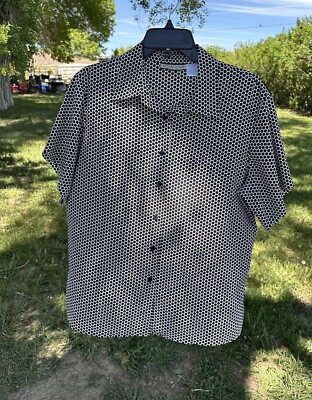 Notations Polka Dot Summer Blouse Womens 14 Black & White Short Sleeve Geometric