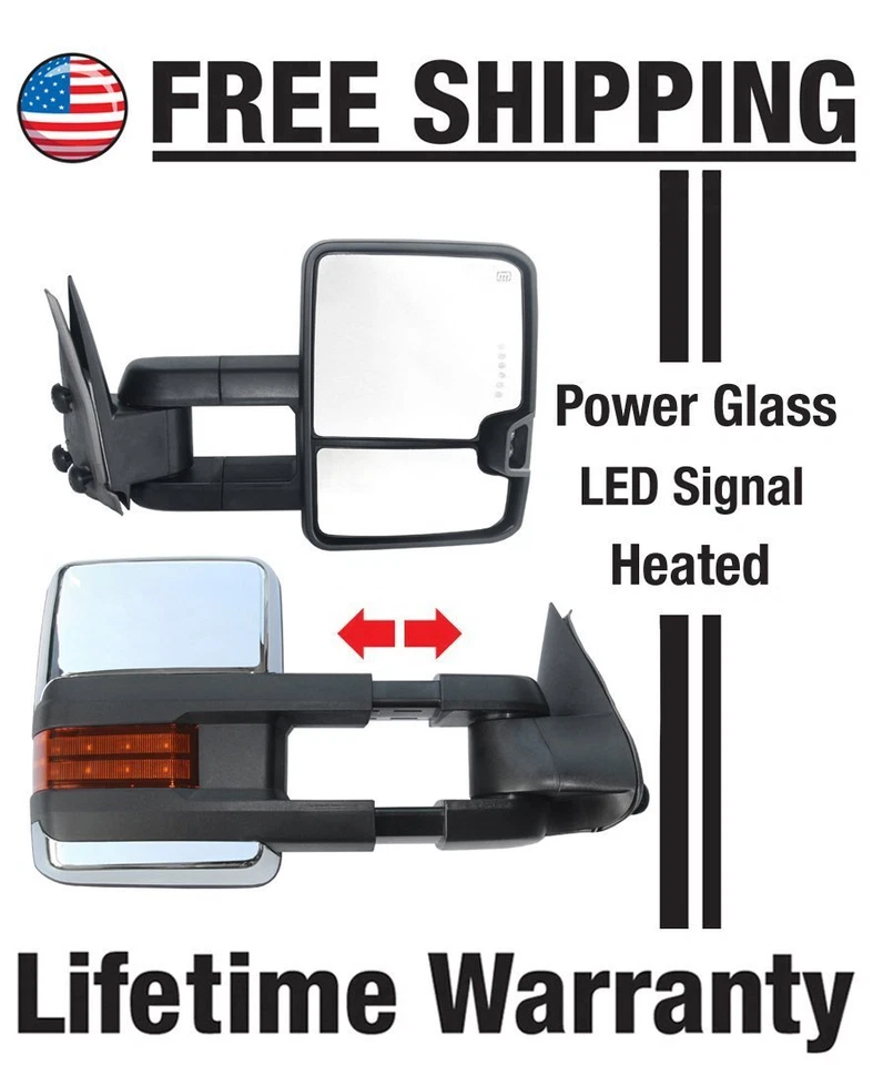 L+R Power Heated LED Signal Tow Mirrors For 14-18 Chevy GMC 1500 2500 HD Dynamic - Image 2 of 4