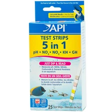 API 5 in 1 Aquarium Test Strips for Freshwater and Saltwater Aquariums 25 Tests