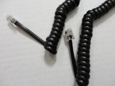 2ft. BLACK Modular Plug Coiled Telephone Handset Cord, 2', 2 Feet. 2 Foot