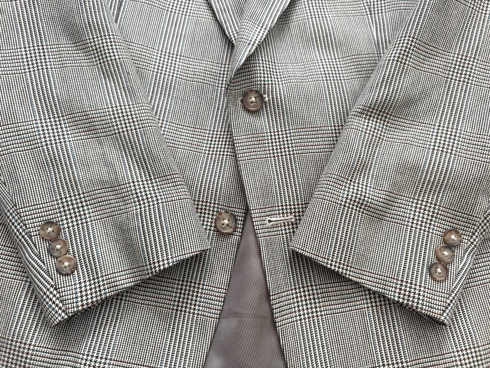 FILA Savile Row Cappotto Sportivo Giacca Uomo 46P Portly Seta e Bambù Glen Plaid Ventilato