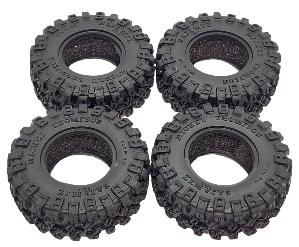NHX RC All Terrain 1.0" Tires w/Alum Screw-Style Beadlock Wheels (4) Red SCX24 - Image 3 of 4