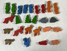Lot 25 Vintage Wooden Brio Assorted Animals, Trees And People