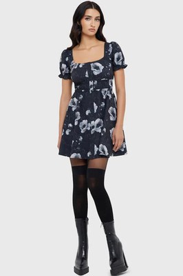 Killstar Womens Howling Moon Dress - Black/White, Size Small