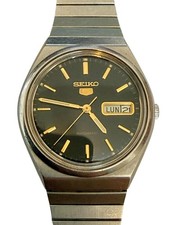 Men’s Seiko 5 Automatic Watch Mechanical 6309-8960 Day Date Black Dial Working
