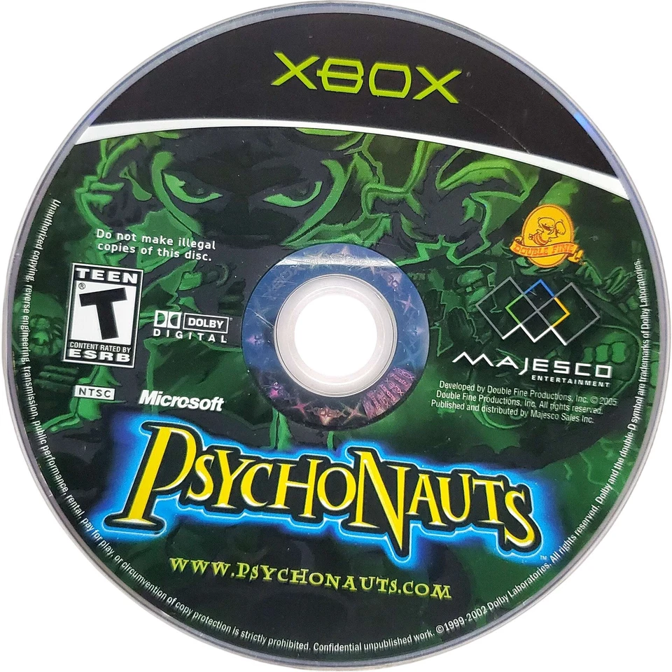 (arte de portada ondulada) Psychonauts - Microsoft Xbox probado auténtico Foto 3 de 4