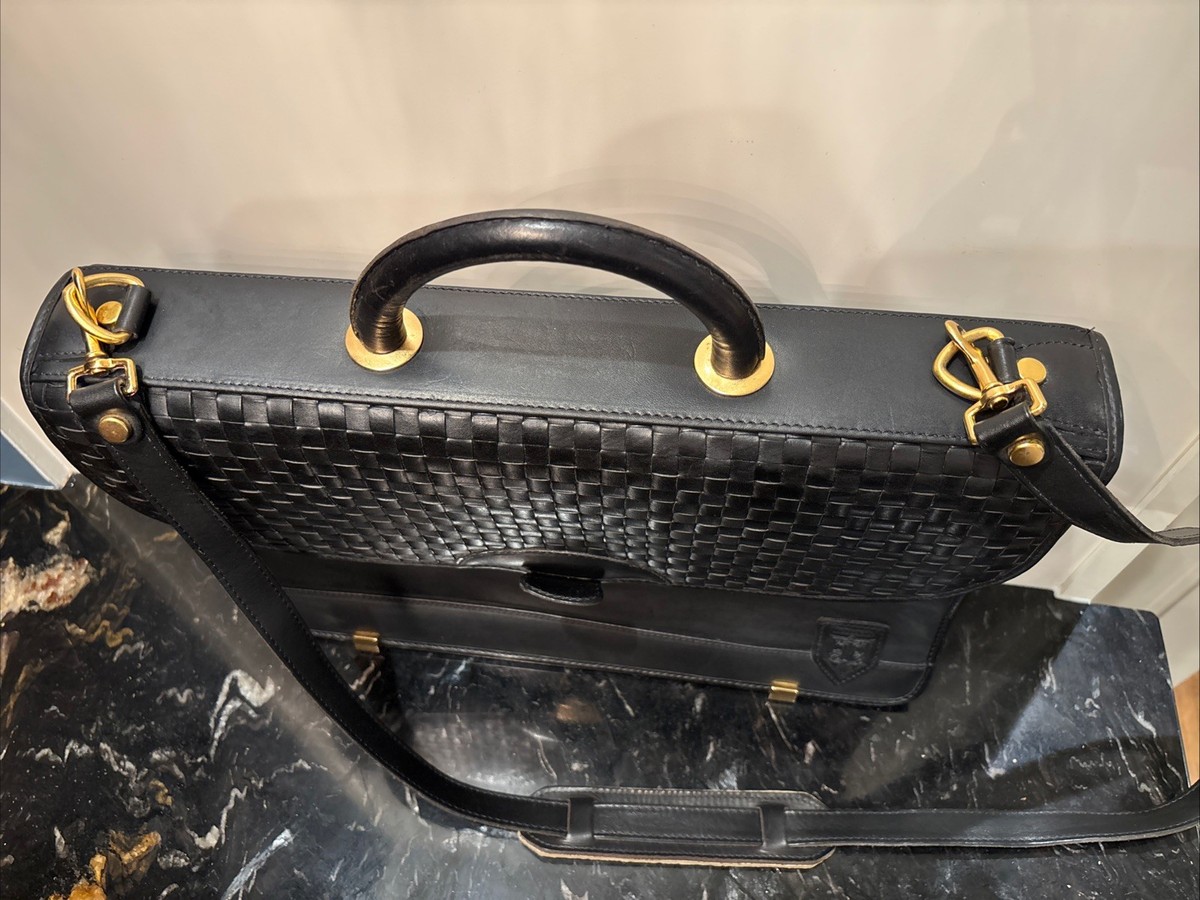 Vintage Hartmann Lombardo Black Woven Leather Gentlemen’s Briefcase Bag View 6