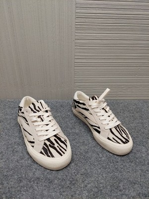 Madewell Women Sneaker Shoe 5.5M Black Animal Print Low Top Lace Up Casual Wear