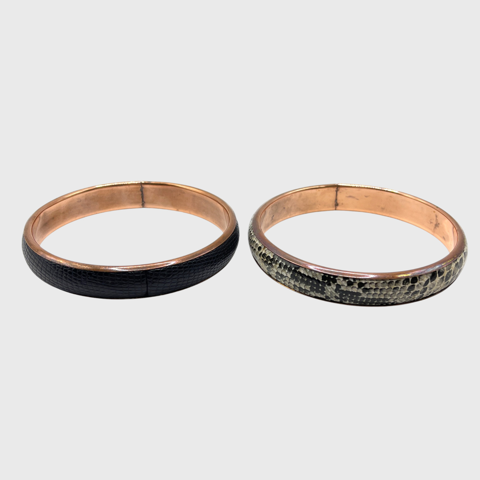 VTG Copper Bracelet Bangle Set Stackable Snakeski… - image 3