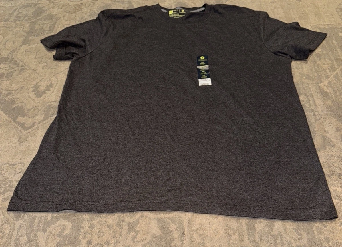 Xersion Xtreme Mens Grey-Black Crew Neck Short Sleeve T-Shirt Sz 2XL XXL New
