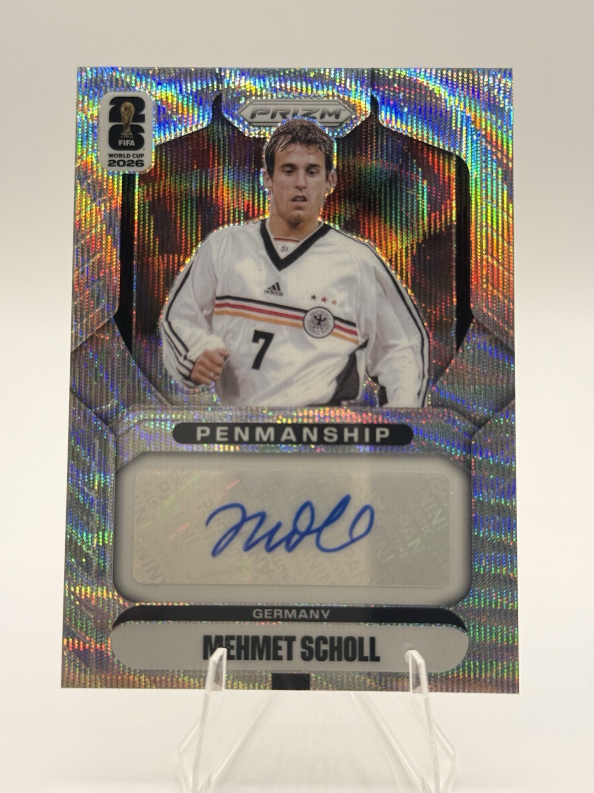 2026 Panini Prizm FIFA World Cup Mehmet Scholl Silver Wave Penmanship Auto SP