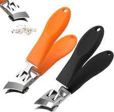 2PCS Wide Jaw Opening Anti-Splash Slanted Nail Clipper, Curved Toenail Clippers