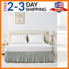 Wrap Around Dust Ruffle Bed Skirt 14 Inch Drop No Mattress Lift for Women, Me...