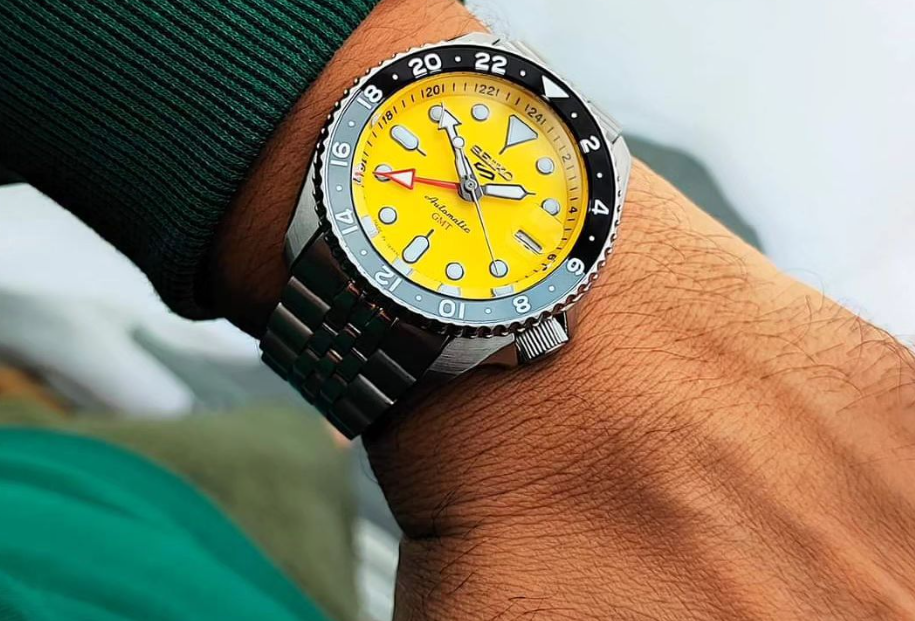 【Seiko SSK017海外限定】腕時計/イエロー/42.5㎜/スポーツ自動巻 Seiko 5 Sports Automatic GMT Watch with Yellow Dial #SSK017