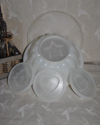 🌟TUPPERWARE Moule à Charlotte Ø 20 cm Blanc + 4 Fonds + Couvercle - Photo 1/4