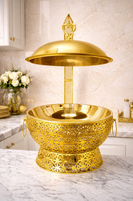 Gold Buffet Chafing Dish Edelstahl Speisenwärmer Gastronomie Servier Set