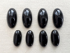 8 Black Onyx 18 x 9 14 x 7 mm Long Oval Cabochon Loose Gemstones Stones Vintage