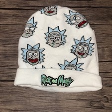 Rick  Morty Black Knit Winter Beanie Hat One Size New 